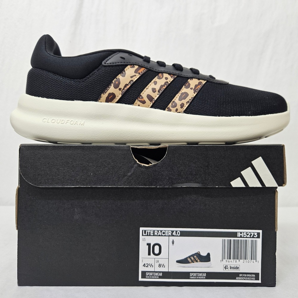 Adidas Lite Racer 4.0 Running Shoes IH5273 Black Leopard Print Womens Size 10 - Picture 2 of 9